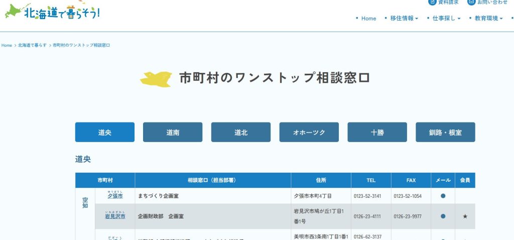 北海道ふるさと移住定住推進センター等の公式相談窓口一覧